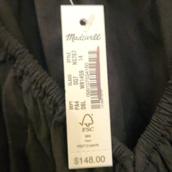 NWT Madewell V-Neck Balloon-Sleeve Maxi Dress Black 14 - Picture 10 of 11